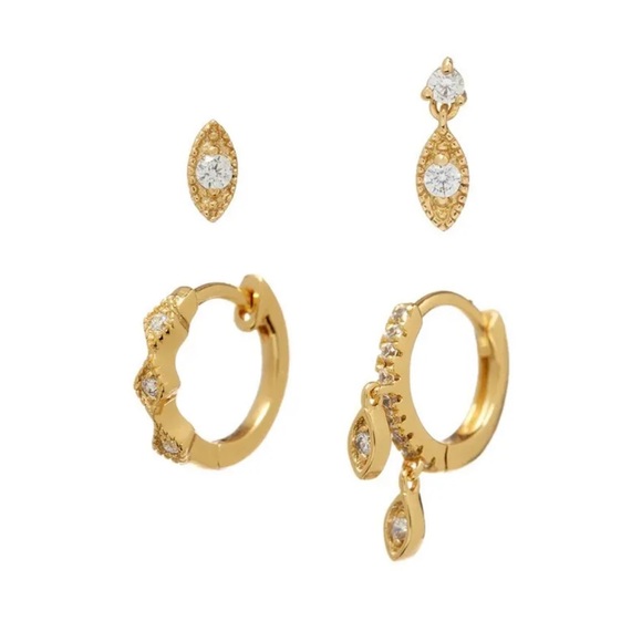 MICRO DANGLE HOOP SET LUV AJ GOLD MEJURI GORJANA ANTHROPOLOGIE REVOLVE - Picture 2 of 7